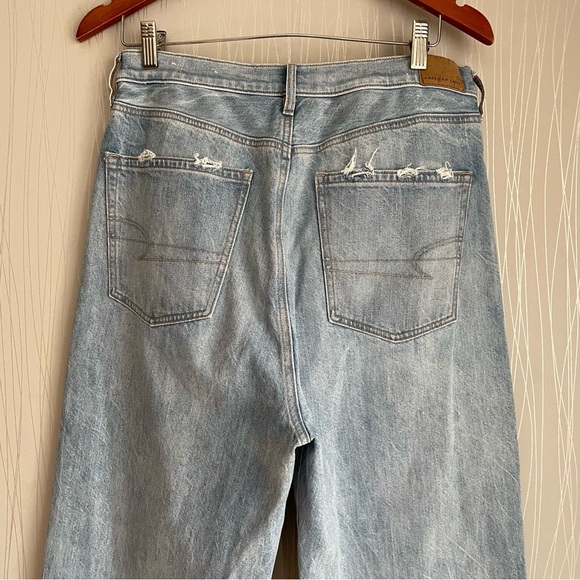 AMERICAN EAGLE Light Wash Highest Waist Baggy Jean Wide Leg Cotton Women's 12 - Picture 6 of 9